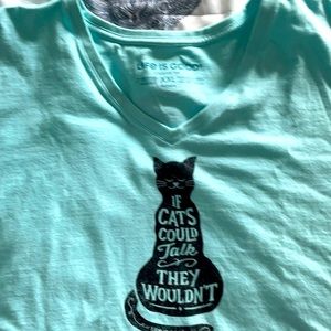 Life is Good cat t-shirt